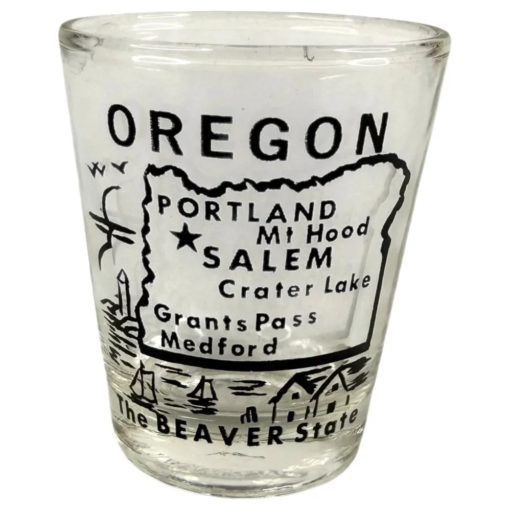 5 VTG Shot Glasses State Theme New Hampshire Washington Colorado Oregon Wyoming